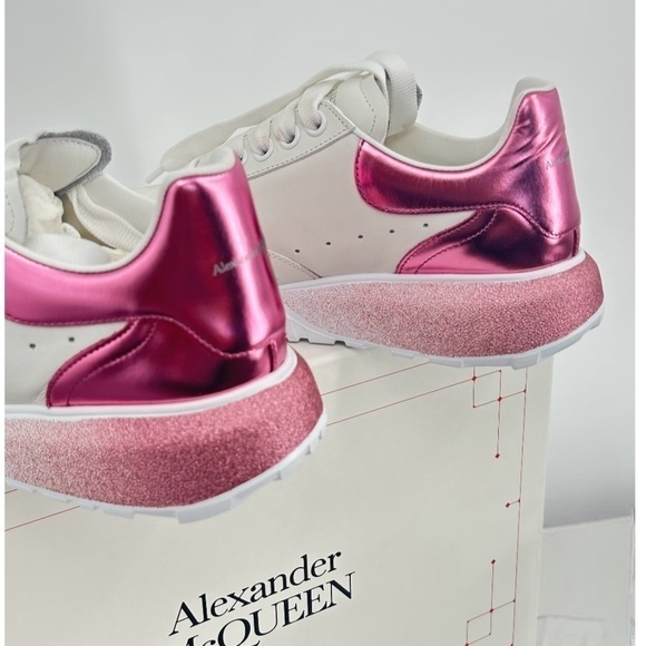 Alexander McQueen Metallic Court Ombre Barbie Pink Glitter Platform Sneakers - Picture 3 of 15